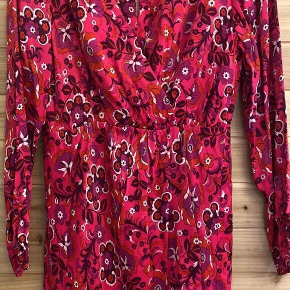 Maeve By Anthropologie Size Medium Wrap Front Tulip Hem Long Sleeve Dress - Picture 5 of 16